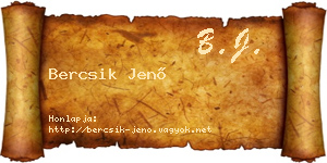 Bercsik Jenő névjegykártya